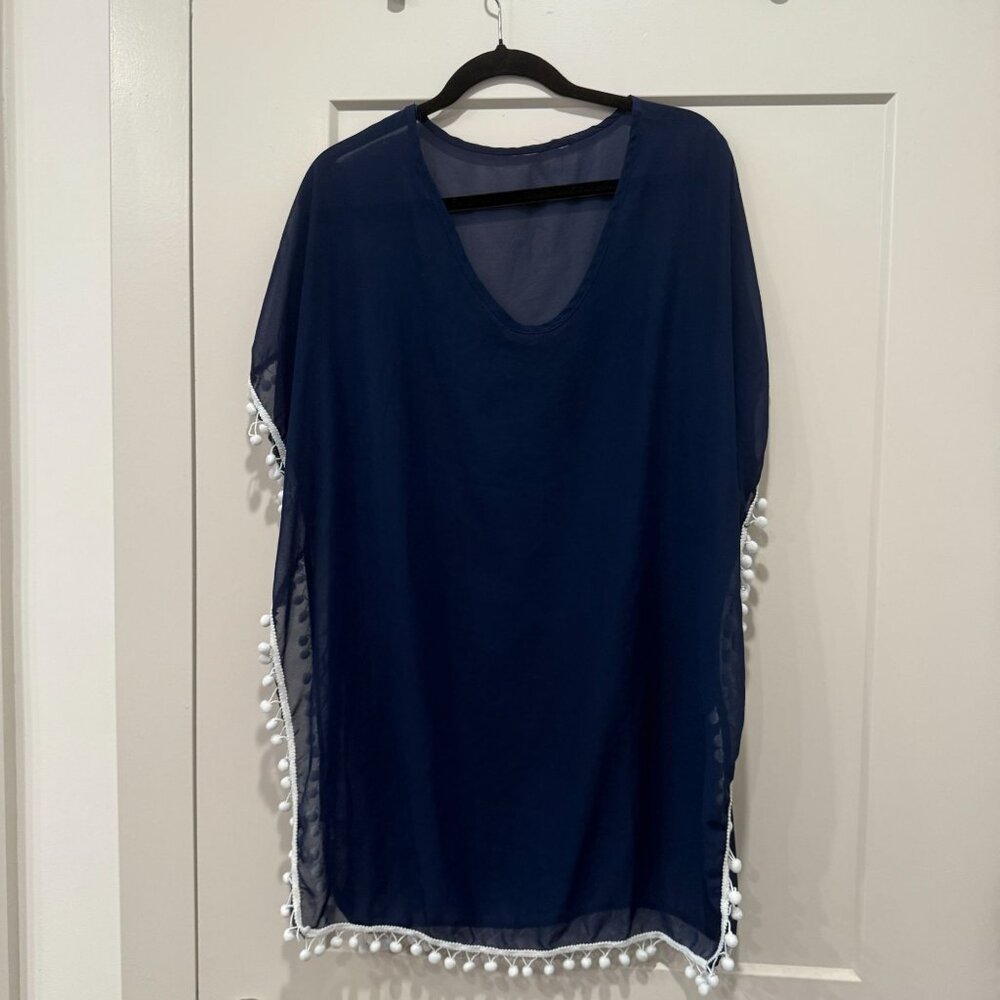 Adreamly Women’s Navy Tassel Swimsuit Cover-Up | Flaw (Missing‎ Pom Pom)